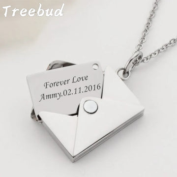 Custom Envelope Necklace Stainless Steel with Engrave Text
