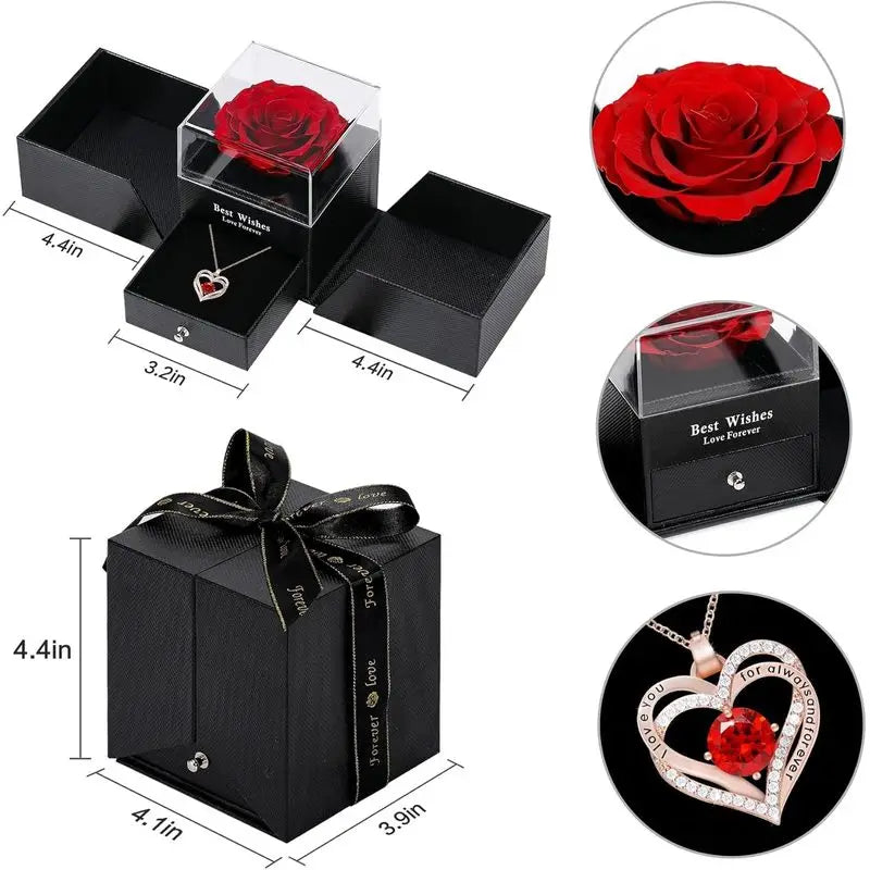 Luxurious Rose Gift Box with Necklace