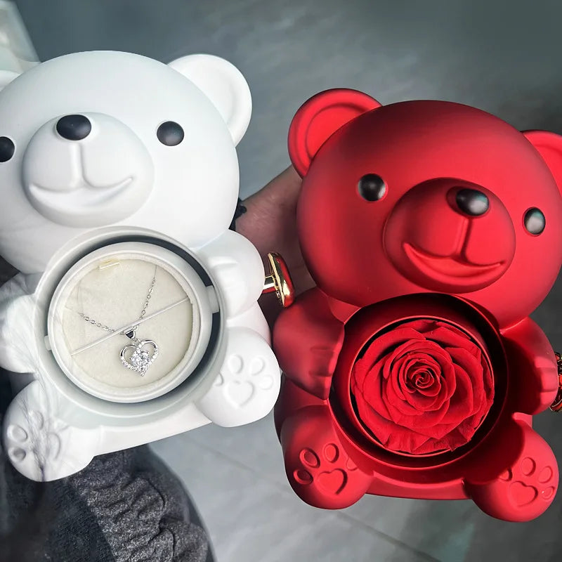 Eternal Rose Teddy Bear Jewelry Box